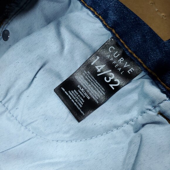 CROPPED Curve Appeal High Rise Wide Leg Stretch Blue Jeans Size 14 32 - Picture 6 of 8